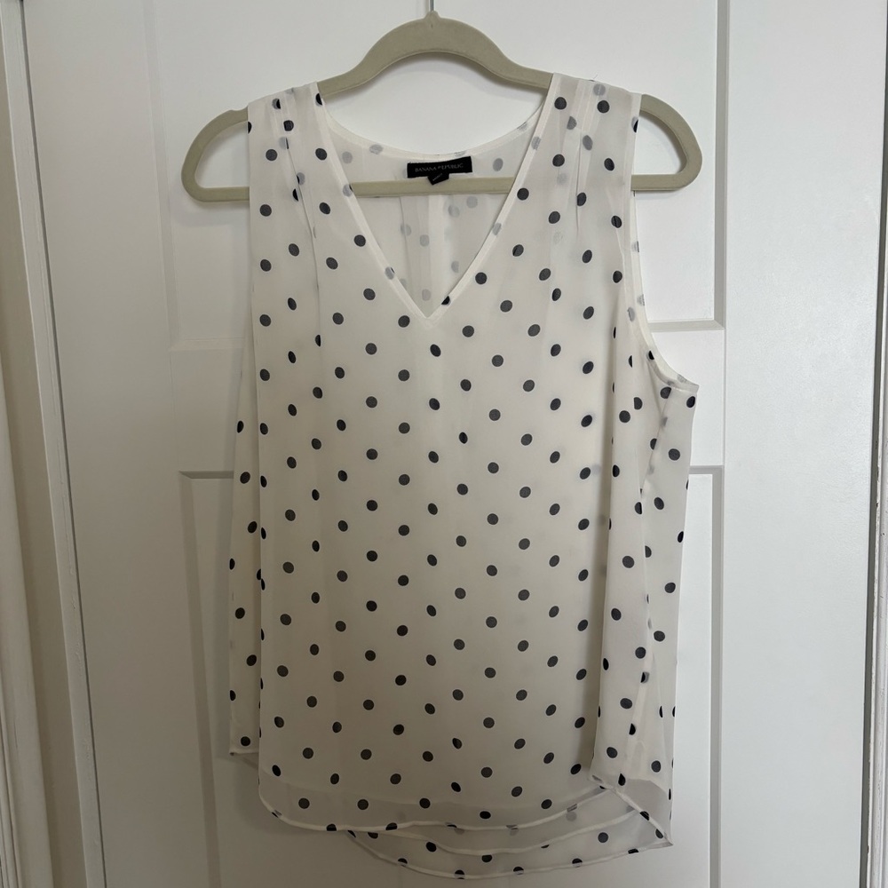 Banana Republic Polka Dot Sleeveless Top - White and Black